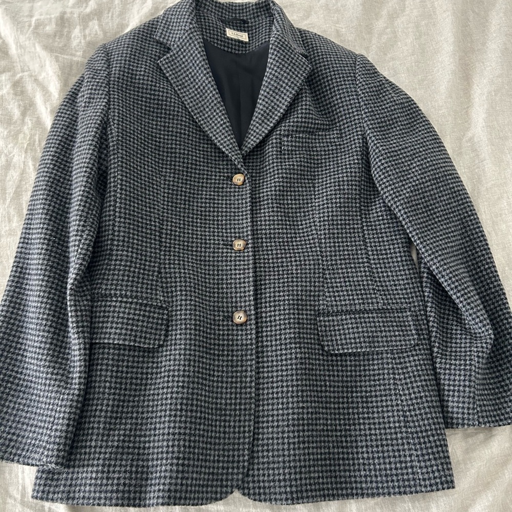 L.L. Bean houndstooth blazer cashmere wool vintage xl